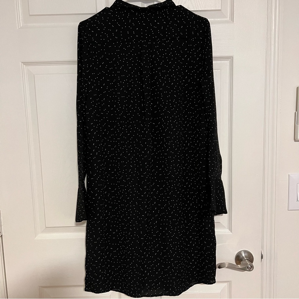 Banana Republic Black Long-Sleeve Tie-Neck Dress with Polka Dots Size S NWOT - Picture 6 of 6